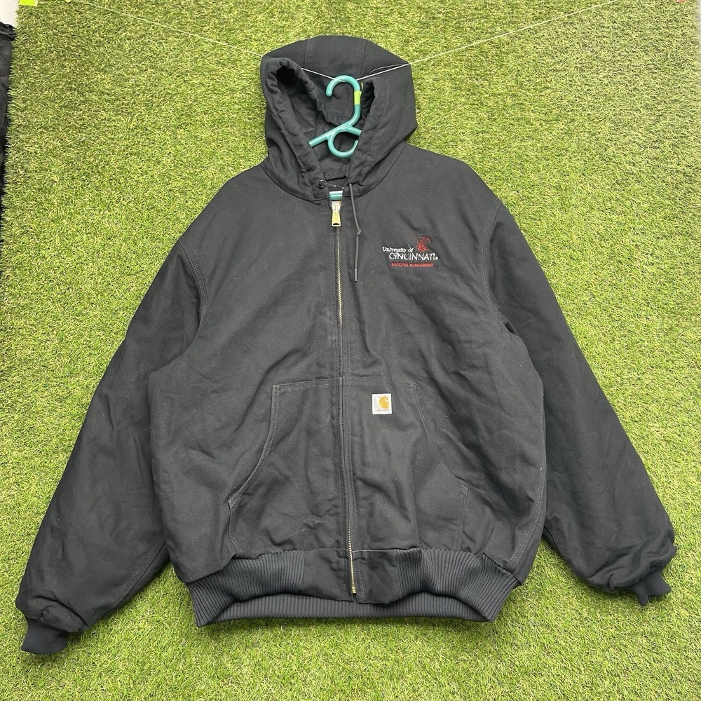 Carhartt Work Jacket Mens XL Regular Black Workwear Outdoor 103940 BLK Hooded